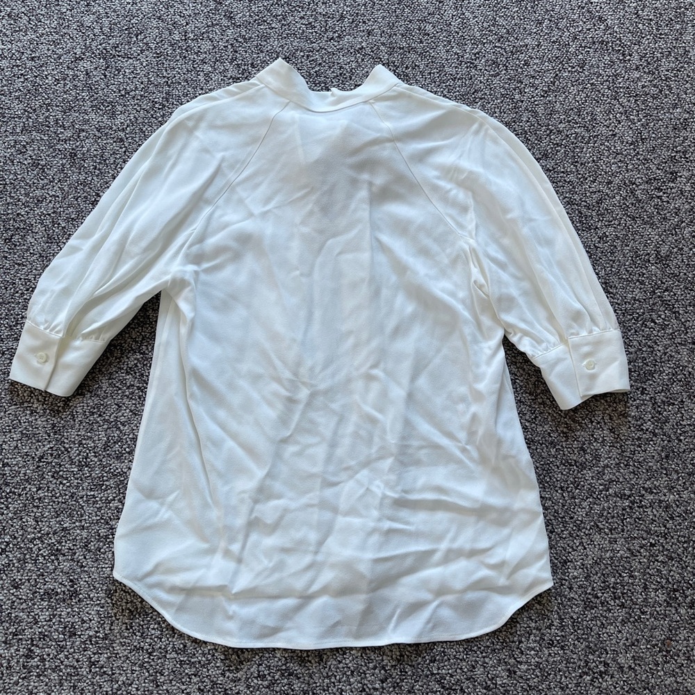 Prada Italy Romantic Ivory Bow Ribbon Neck Blouse Top 40 - Picture 2 of 4